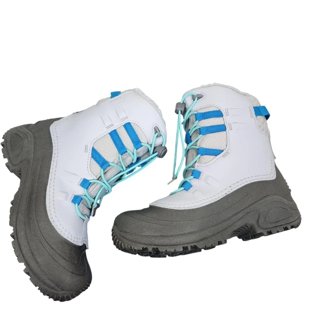 Columbia Bugaboot Celsius Snow Boots Youth 4 Gray Blue Waterproof 400g Insulated